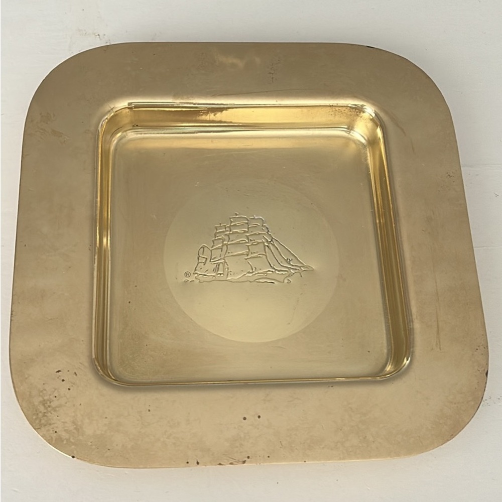Brass Gold Ashtray Bowl Coastal Nautical